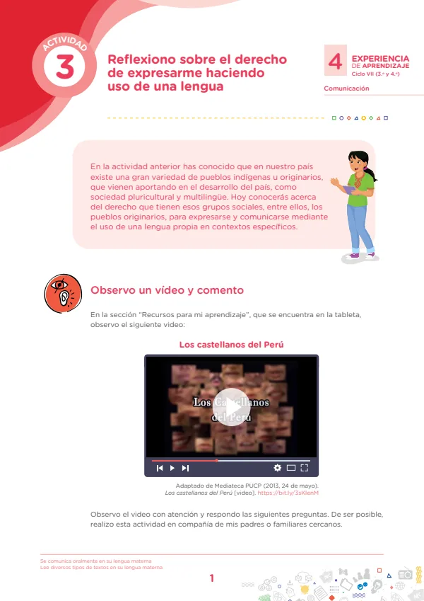 Reflexiono sobre el derecho de expresarme - Secundaria (MINEDU) PDF 1 Portada de Reflexiono sobre el derecho de expresarme - Secundaria - MINEDU