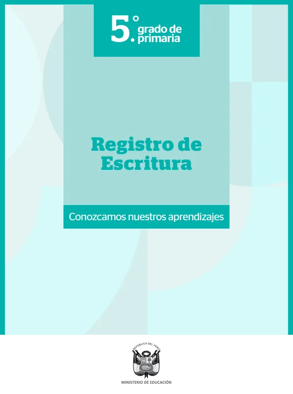 Registro de Escritura 5. grado de Primaria (MINEDU) PDF 1 Portada de Registro de Escritura 5. grado de Primaria - Evaluación diagnóstica - MINEDU