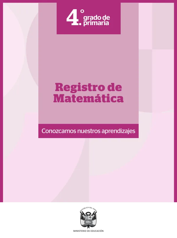 Registro de Matemática 4. grado de Primaria (MINEDU) PDF 1 Portada de Registro de Matemática 4. grado de Primaria - Evaluación diagnóstica - MINEDU