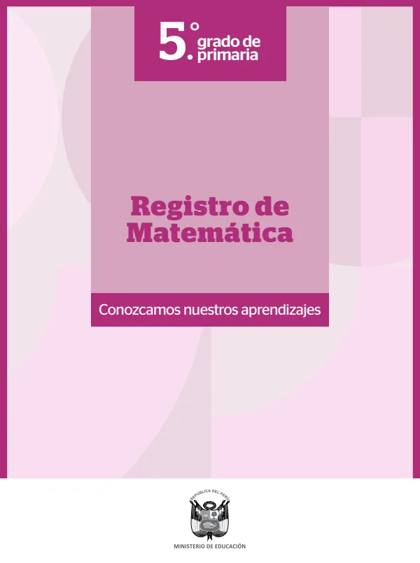 Registro de Matemática 5. grado de Primaria (MINEDU) PDF 1 Portada de Registro de Matemática 5. grado de Primaria - Evaluación diagnóstica - MINEDU