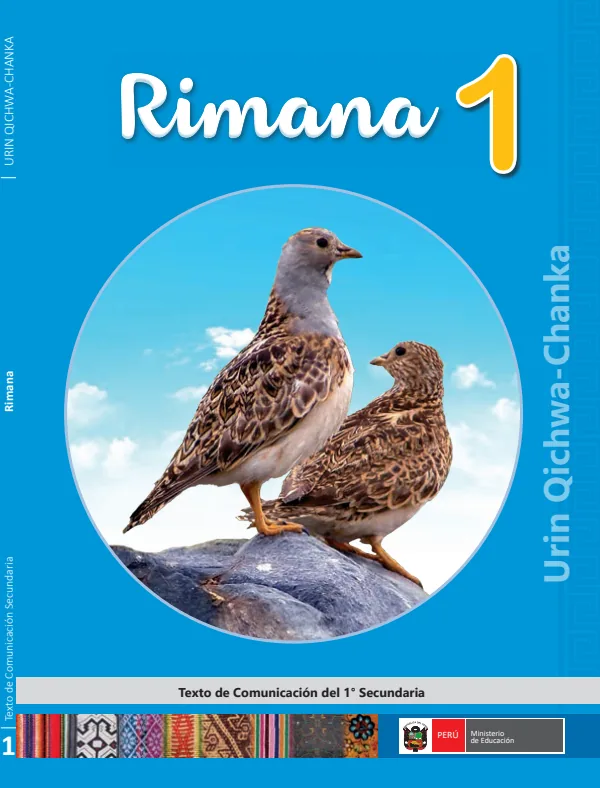 Rimana 1 = Texto de Comunicación del 1. grado de secundaria - Quechua Chanka (MINEDU) PDF 1 Portada de Rimana 1 = Texto de Comunicación del 1. grado de secundaria - Quechua Chanka - MINEDU