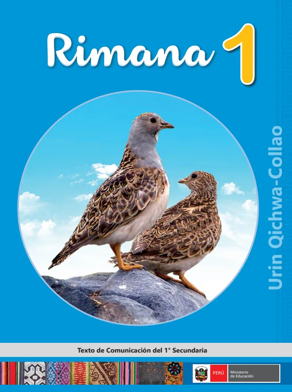 Rimana - 1 - Urin Qichwa-Collao: Texto de Comunicación del 1 Secundaria - Quechua Collao (MINEDU) PDF 1 Portada de Rimana - 1 - Urin Qichwa-Collao: Texto de Comunicación del 1 Secundaria - Quechua Collao - MINEDU