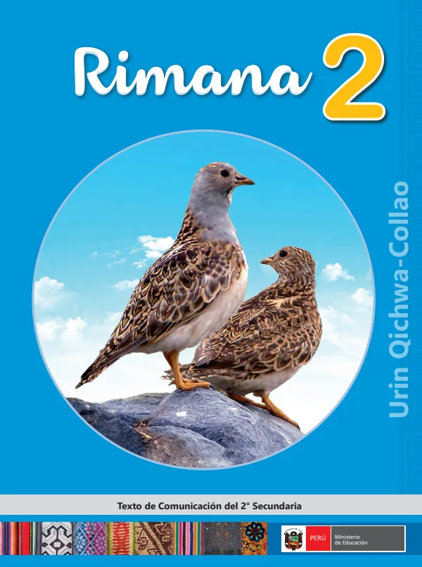 Rimana - 2 - Urin Qichwa-Collao: Texto de Comunicación del 2 Secundaria - Quechua Collao (MINEDU) PDF 1 Portada de Rimana - 2 - Urin Qichwa-Collao: Texto de Comunicación del 2 Secundaria - Quechua Collao - MINEDU