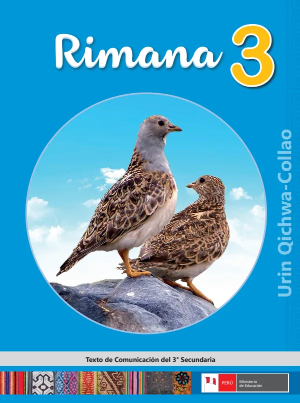 Rimana 3 = Texto de Comunicación del 3. grado de secundaria - Quechua Collao (MINEDU) PDF 1 Portada de Rimana 3 = Texto de Comunicación del 3. grado de secundaria - Quechua Collao - MINEDU