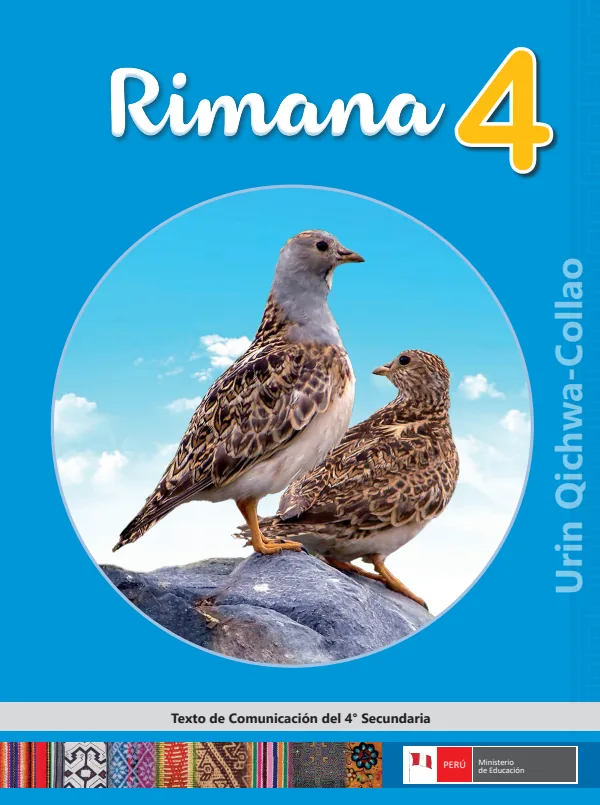 Rimana 4 = Texto de Comunicación del 4. grado de secundaria - Quechua Collao (MINEDU) PDF 1 Portada de Rimana 4 = Texto de Comunicación del 4. grado de secundaria - Quechua Collao - MINEDU