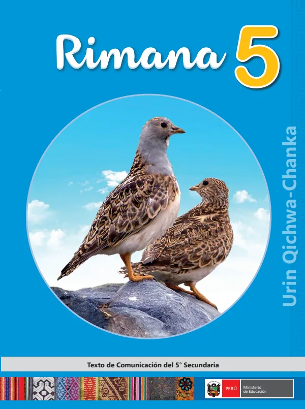 Rimana 5 = Texto de Comunicación del 5. grado de secundaria - Quechua Chanka (MINEDU) PDF 1 Portada de Rimana 5 = Texto de Comunicación del 5. grado de secundaria - Quechua Chanka - MINEDU