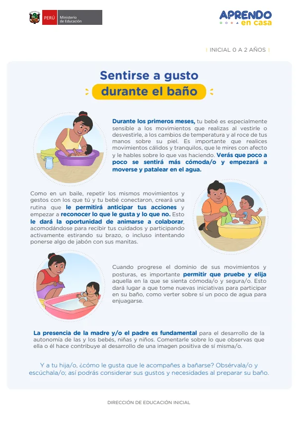 Sentirse a gusto durante el baño - Inicial 0 a 2 años (MINEDU) PDF 1 Portada de Sentirse a gusto durante el baño - Inicial 0 a 2 años - MINEDU