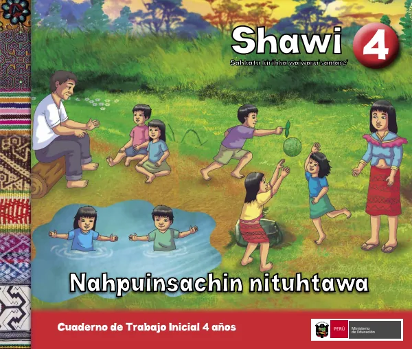 Shawi 4 años = Cuaderno de trabajo y folder de Inicial 4 años (MINEDU) PDF 1 Portada de Shawi 4 años = Cuaderno de trabajo y folder de Inicial 4 años - MINEDU