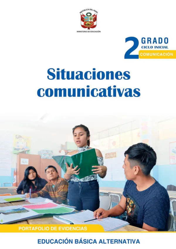 Situaciones comunicativas 2 Segundo grado - Ciclo Inicial - Comunicación - Portafolio de evidencias (MINEDU) PDF 1 Portada de Situaciones comunicativas 2 Segundo grado - Ciclo Inicial - Comunicación - Portafolio - Educación Básica Alternativa (EBA) - MINEDU