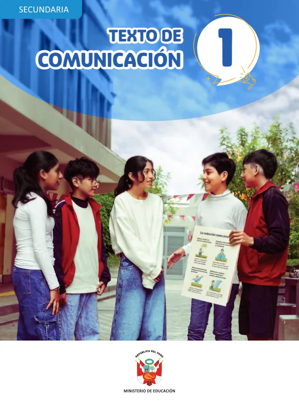 Texto de Comunicación 1 - 1.° grado de Secundaria (MINEDU) PDF 1 Portada de Texto de Comunicación 1 - 1.° grado de Secundaria - MINEDU