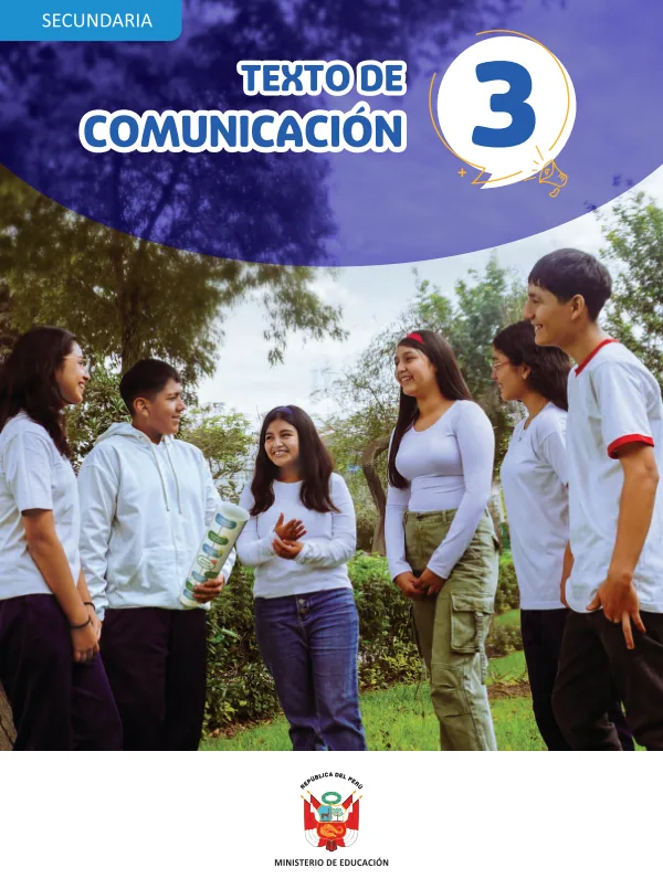 Texto de Comunicación 3 - 3.° grado de Secundaria (MINEDU) PDF 1 Portada de Texto de Comunicación 3 - 3.° grado de Secundaria - MINEDU