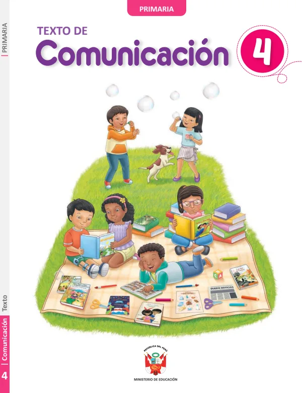 Texto de Comunicación 4. grado de Primaria (MINEDU) PDF 1 Portada de Texto de Comunicación 4. grado de Primaria - MINEDU