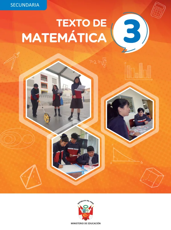 Texto de Matemática 3 - 3.° grado de Secundaria (MINEDU) PDF 1 Portada de Texto de Matemática 3 - 3.° grado de Secundaria - MINEDU