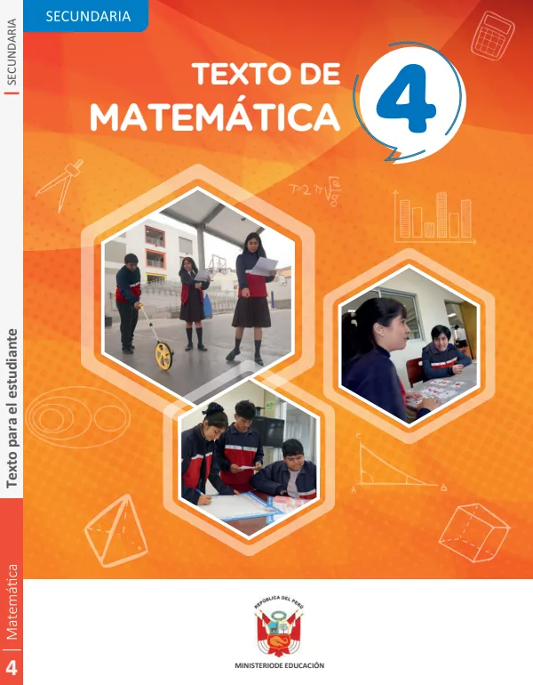 Texto de Matemática 4 - 4.° grado de Secundaria (MINEDU) PDF 1 Portada de Texto de Matemática 4 - 4.° grado de Secundaria - MINEDU