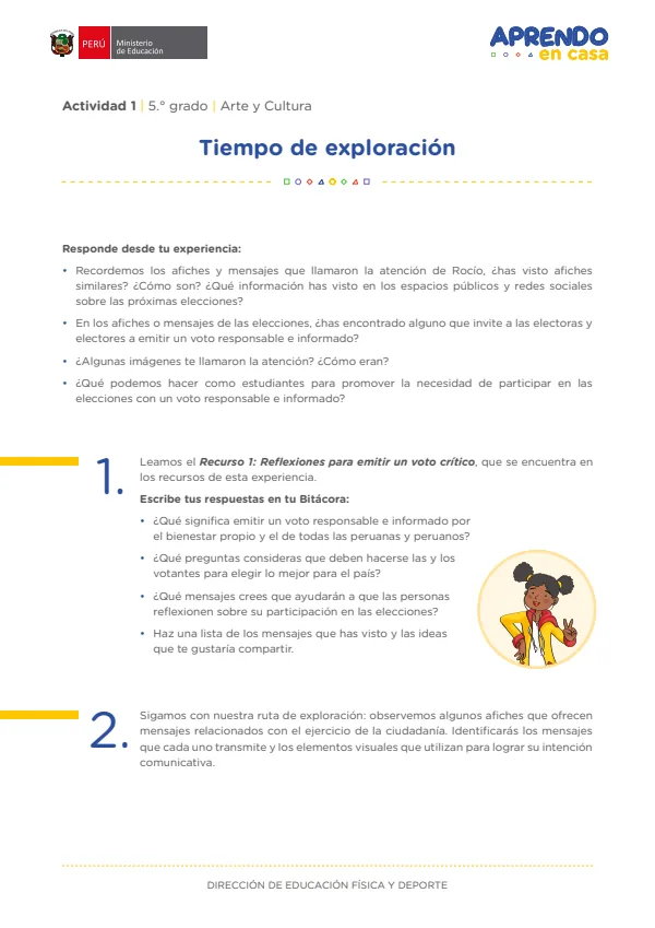 Tiempo de exploración - 5.° grado de Secundaria (MINEDU) PDF 1 Portada de Tiempo de exploración - 5.° grado de Secundaria - MINEDU