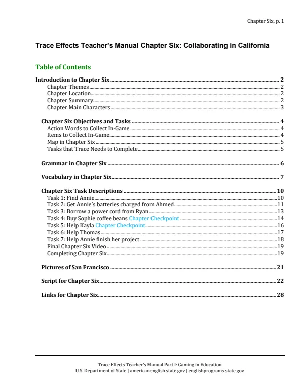 Trace effects, chapter 06: collaborating in California. Teacher's manual (MINEDU) PDF 1 Portada de Trace effects, chapter 06: collaborating in California. Teacher's manual - Guías docentes - MINEDU