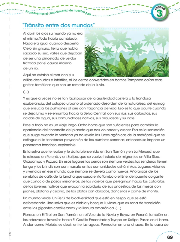 Tránsito entre dos mundos - 6.° grado de Primaria (MINEDU) PDF 1 Portada de Tránsito entre dos mundos - 6.° grado de Primaria - MINEDU