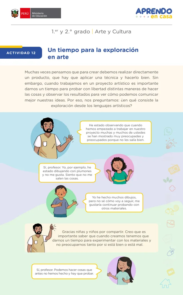 Un tiempo para la exploración en arte - Primaria (MINEDU) PDF 1 Portada de Un tiempo para la exploración en arte - Primaria - MINEDU