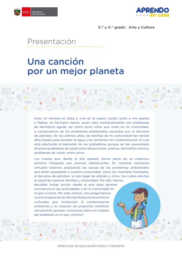 Una canción por un mejor planeta , 3er y 4to grado (MINEDU) PDF 1 Portada de Una canción por un mejor planeta , 3er y 4to grado - MINEDU
