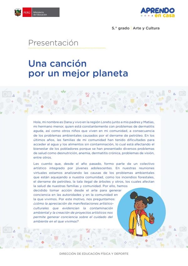 Una canción por un mejor planeta - 5.° grado de Secundaria (MINEDU) PDF 1 Portada de Una canción por un mejor planeta - 5.° grado de Secundaria - MINEDU