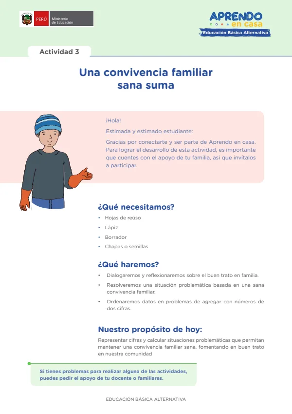 Una convivencia familiar sana suma - Educación Inicial (MINEDU) PDF 1 Portada de Una convivencia familiar sana suma - Educación Inicial - Educación Básica Alternativa (EBA) - MINEDU