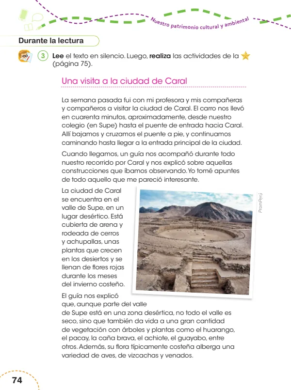 Una visita a la ciudad de Caral - 4.° grado de Primaria (MINEDU) PDF 1 Portada de Una visita a la ciudad de Caral - 4.° grado de Primaria - MINEDU