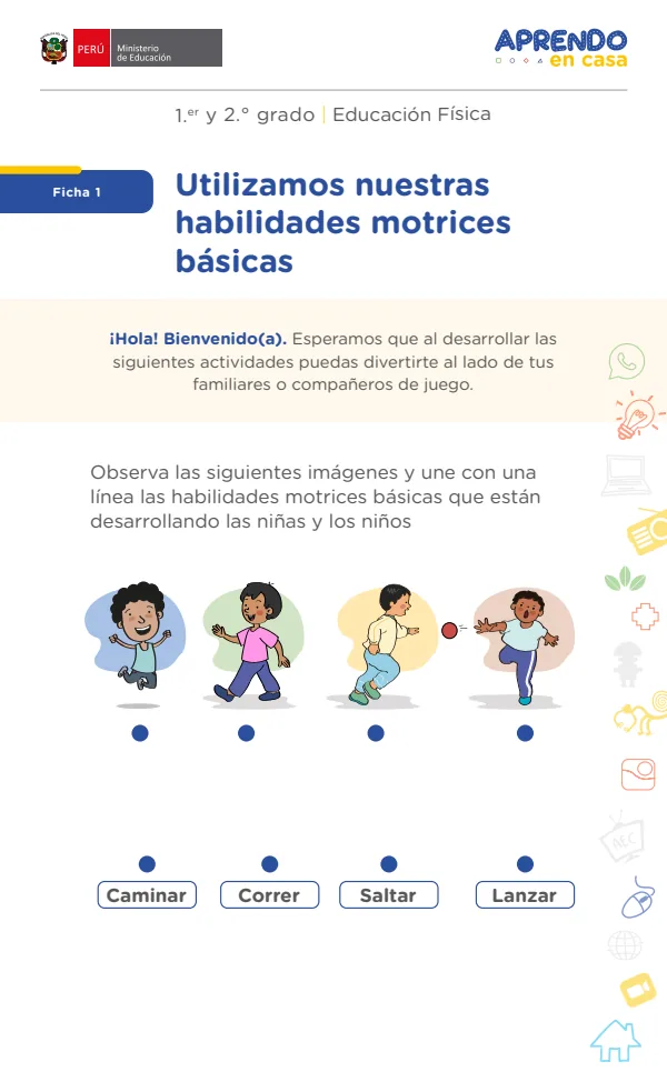 Utilizamos nuestras habilidades motrices básicas - Primaria (MINEDU) PDF 1 Portada de Utilizamos nuestras habilidades motrices básicas - Primaria - MINEDU