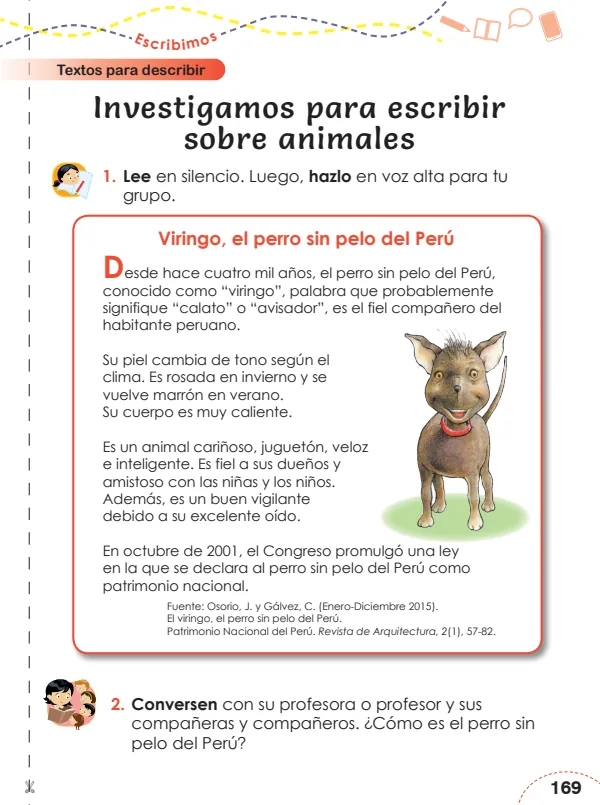Viringo, el perro sin pelo del Perú - 2.° grado de Primaria (MINEDU) PDF 1 Portada de Viringo, el perro sin pelo del Perú - 2.° grado de Primaria - MINEDU