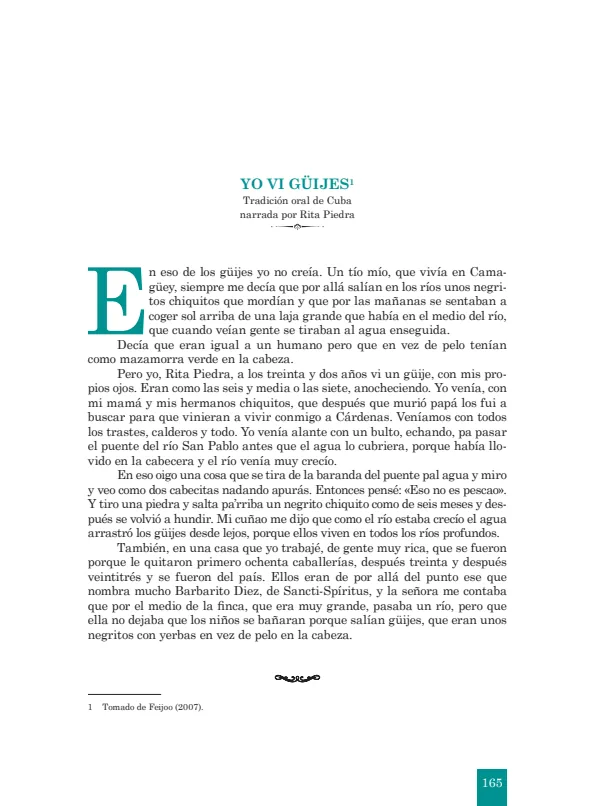 Yo viguijes: Tradición oral de Cuba narrada por Rita Piedra - 5.° grado de Secundaria (MINEDU) PDF 1 Portada de Yo viguijes: Tradición oral de Cuba narrada por Rita Piedra - 5.° grado de Secundaria - MINEDU